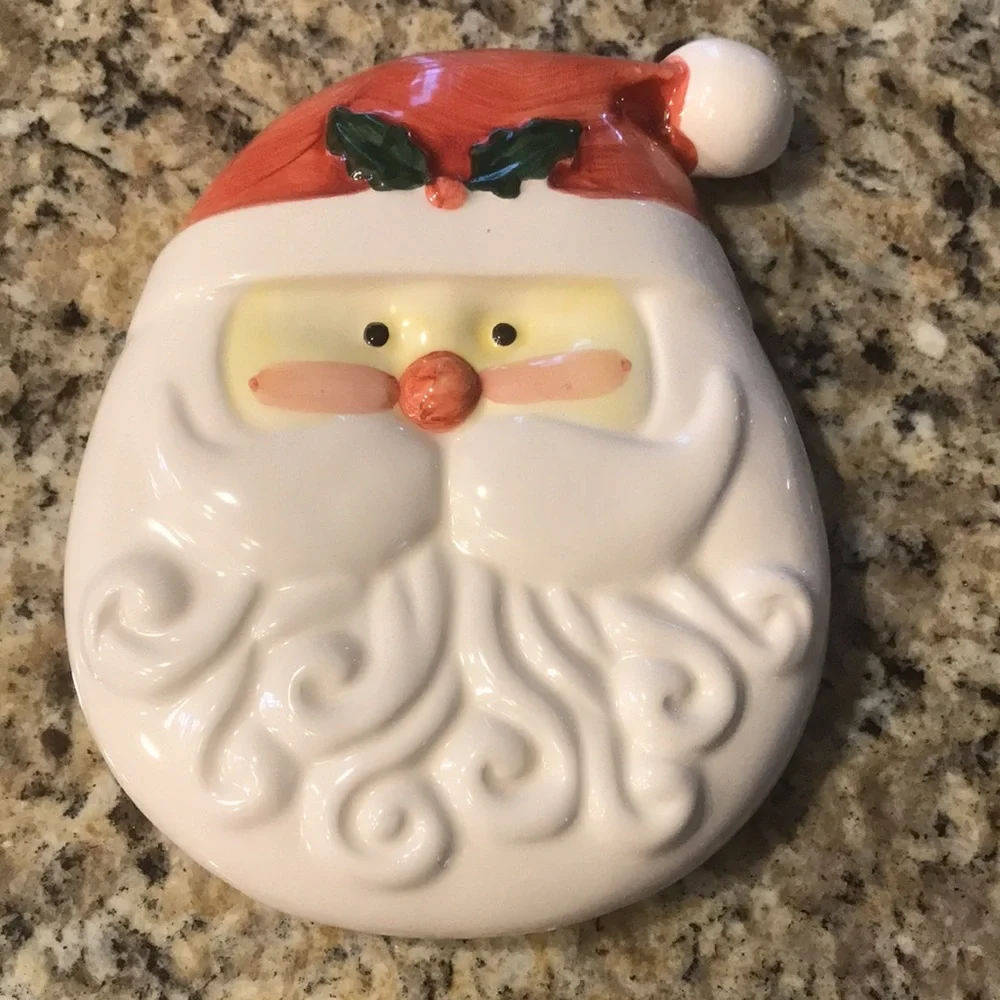 Vintage 1980's‎ Santa Chip & Dip Ceramic Divided Serving Platter